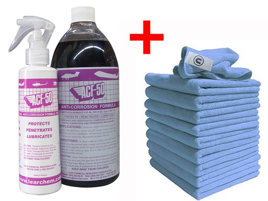 Nippy Normans Protect kit – Microfibre Cleaning Cloths ( x 10) and ACF-50 Anti-corrosion treatment