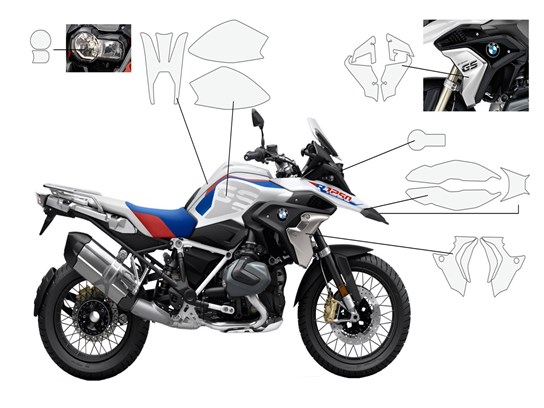 Premium Shield paint and tank protection tank set - clear - R1200GS LC, R1250GS