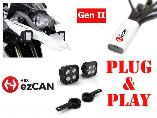 HEX Spotlights ONLY Gen II ezCAN D4 Crash Bar Kit - R1200GS LC, R1250GS