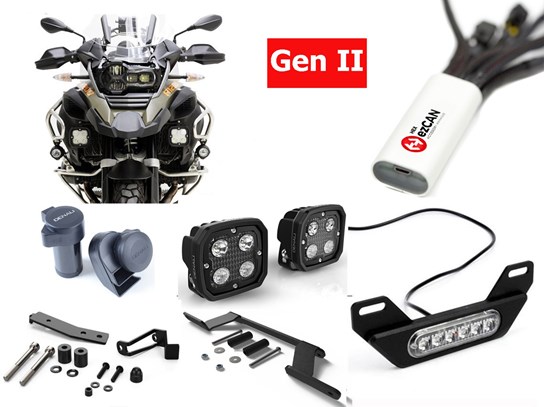 HEX Complete Gen II ezCAN D4 Kit (lighting, horn and rear light) R1250 Adventure (NO adaptive headlight)