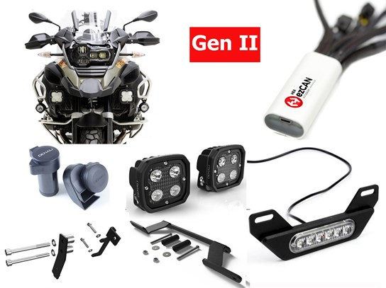 HEX Complete Gen II ezCAN D4 Kit (lighting, horn and rear light) R1250 Adventure (WITH adaptive headlight)