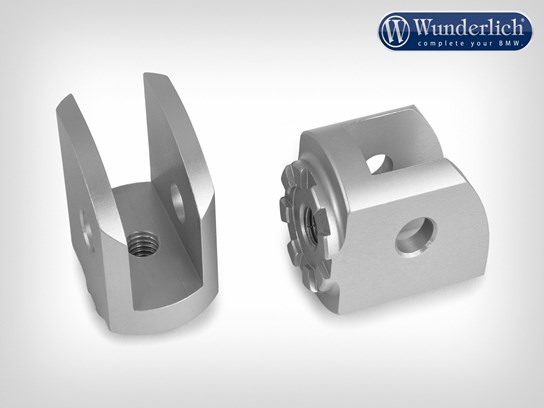 Wunderlich Vario adaptor rider EVO1 (pair) for RIDER PEGS silver R1200RT LC, R1250RT, K1600 and more