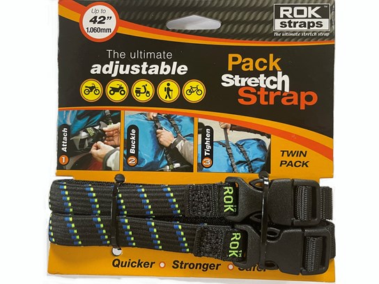 Rokstrap adjustable MEDIUM DUTY 16mm wide flat stretch straps (pack of 2) up to 42 inches (1050mm)
