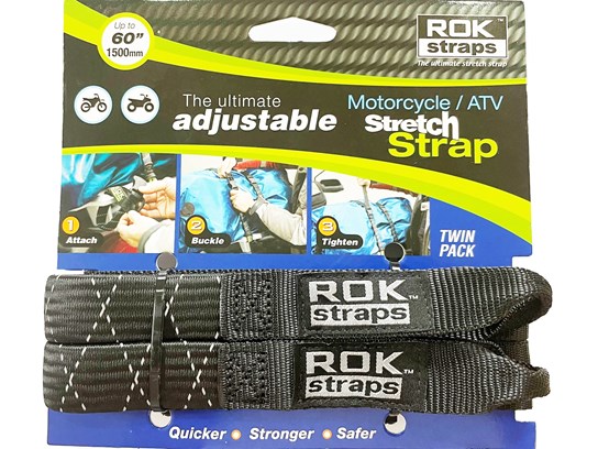 Rokstrap HEAVY DUTY 25mm wide adjustable flat stretch straps (pack of 2) up to 60 inches (1500mm)
