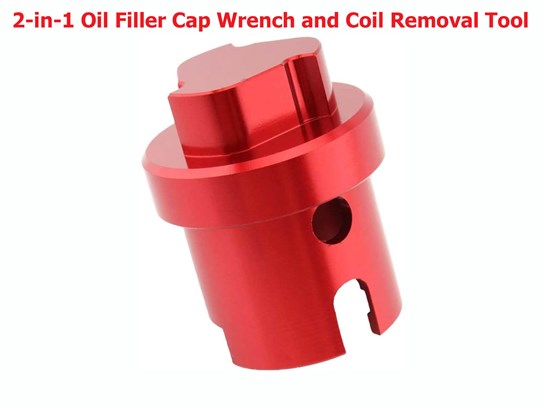 The Dual Tool  2-in-1 Oil Filler Cap Wrench and Coil Removal Tool (for fitments see below)