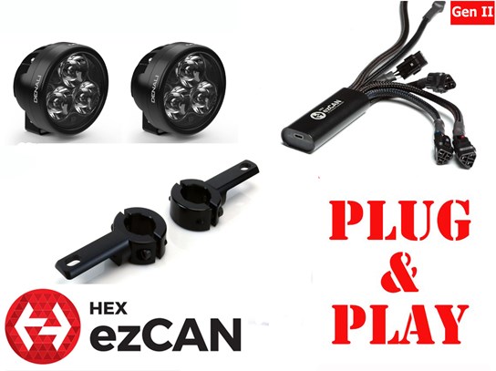 HEX ezCan and Spotlights with ENGINE BAR MOUNT D3 kit R1300GS