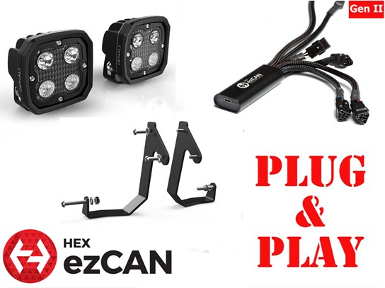 HEX ezCan and Spotlights with SPOTLIGHT BRACKET MOUNT D4 kit R1300GS