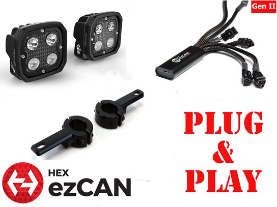 HEX ezCan and Spotlights with ENGINE BAR MOUNT D4 kit R1300GS