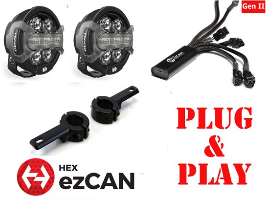 HEX ezCan and Spotlights with ENGINE BAR MOUNT D7 Pro kit R1300GS