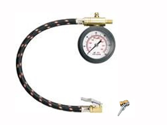 Venhill Inline Tyre Gauge Kit - Dial type with two chucks