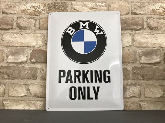 BMW Parking Only embossed metal sign large (30cm x 40cm)