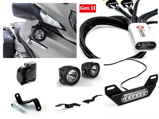 HEX Complete Gen II ezCAN Kit  (lighting, wiring  and horn) R1200RT LC (2014 to 2018), R1250RT (all years)
